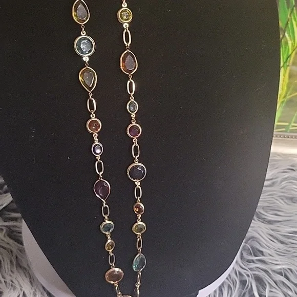 Gold Tone Double Strand Station Necklace 22” (44") Lobster Clasp - Picture 7 of 8